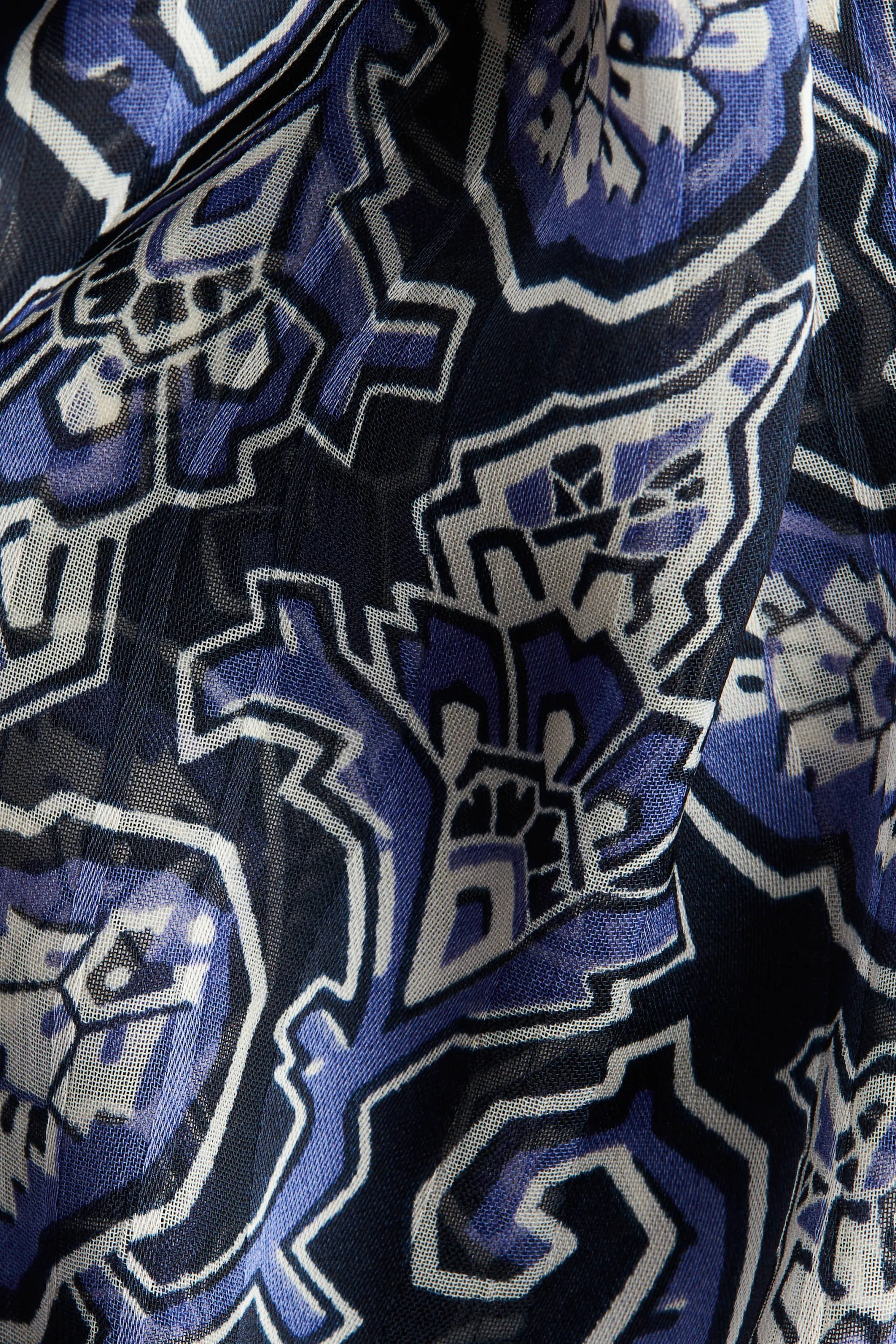 Blouse à col droit - Bleu marine/motif cachemire