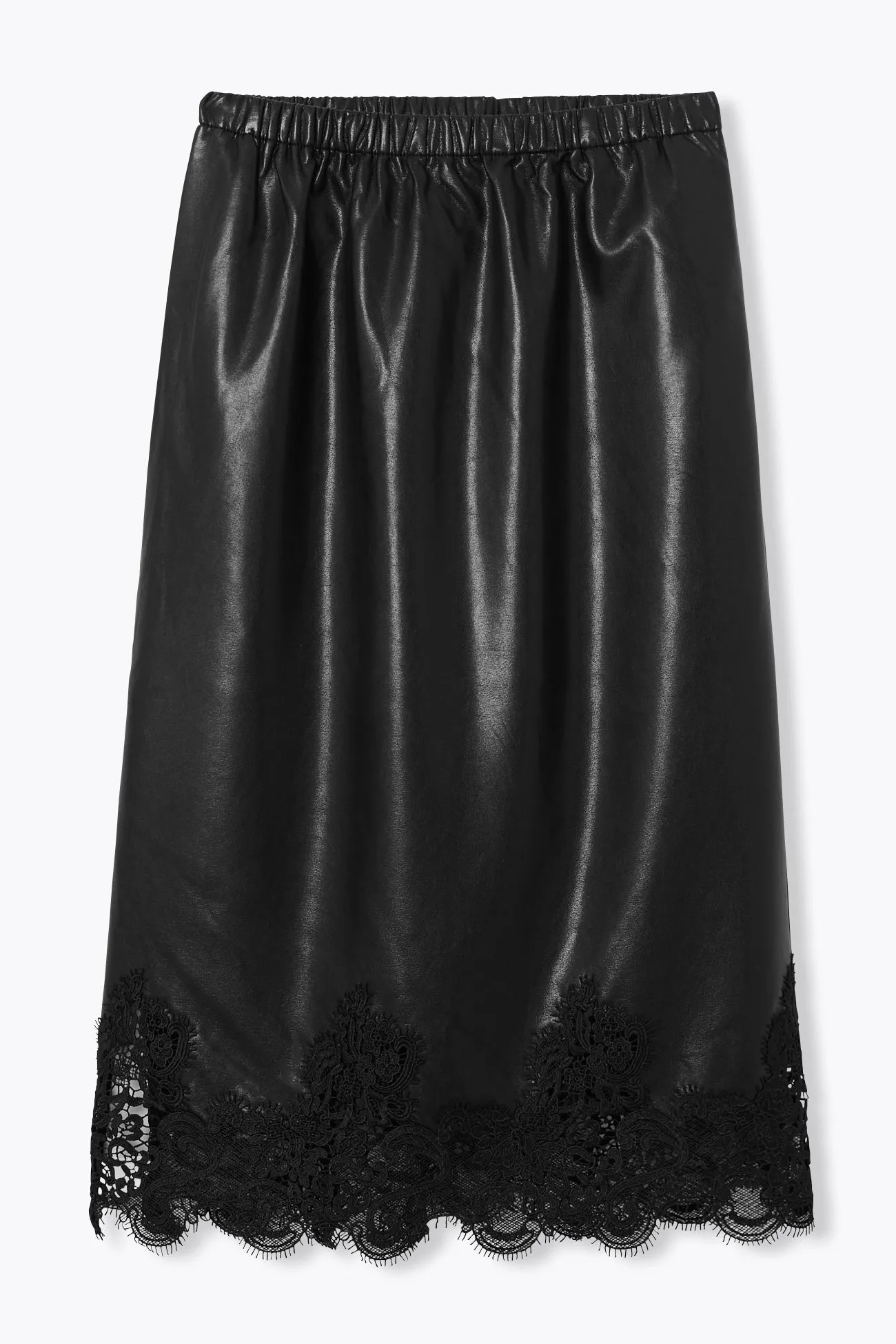 Jupe midi simili et dentelle