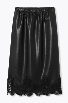 Jupe midi simili et dentelle