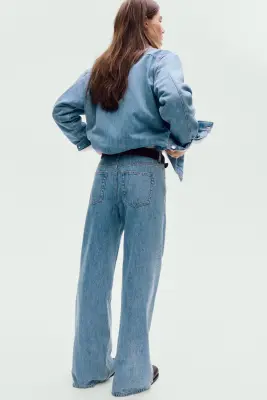 Wide High Waist Jeans - Bleu denim — photo 3