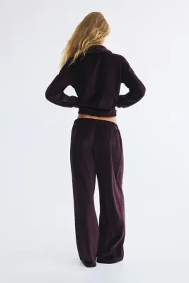 Pantalon jogger en velours - Violet foncé — photo 2