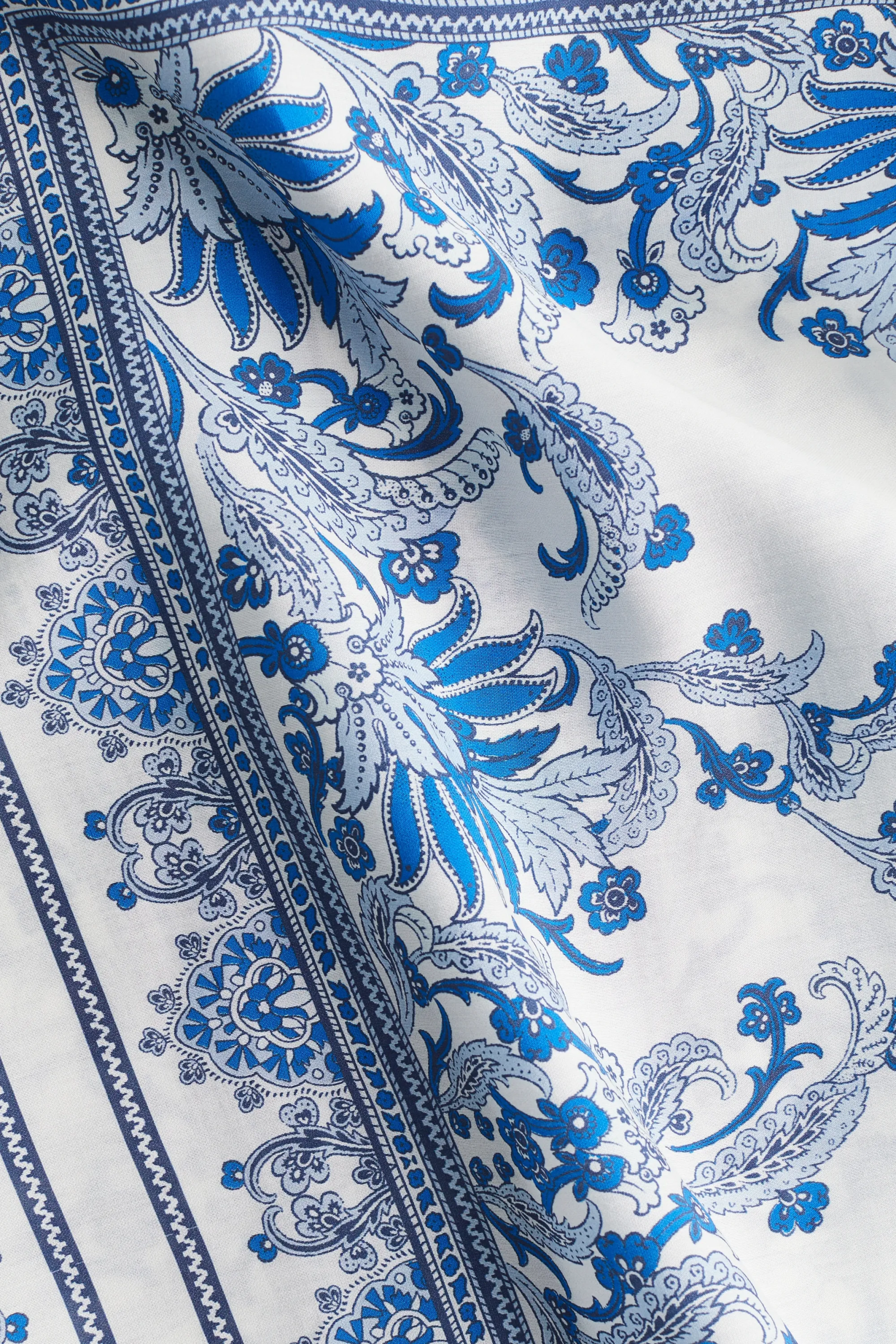 Pantalon large avec cordon de serrage - Blanc/motif cachemire