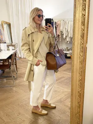 Pantalon cigarette taille haute en lin et coton blanc Prix boutique 445€ Taille XS — photo 4