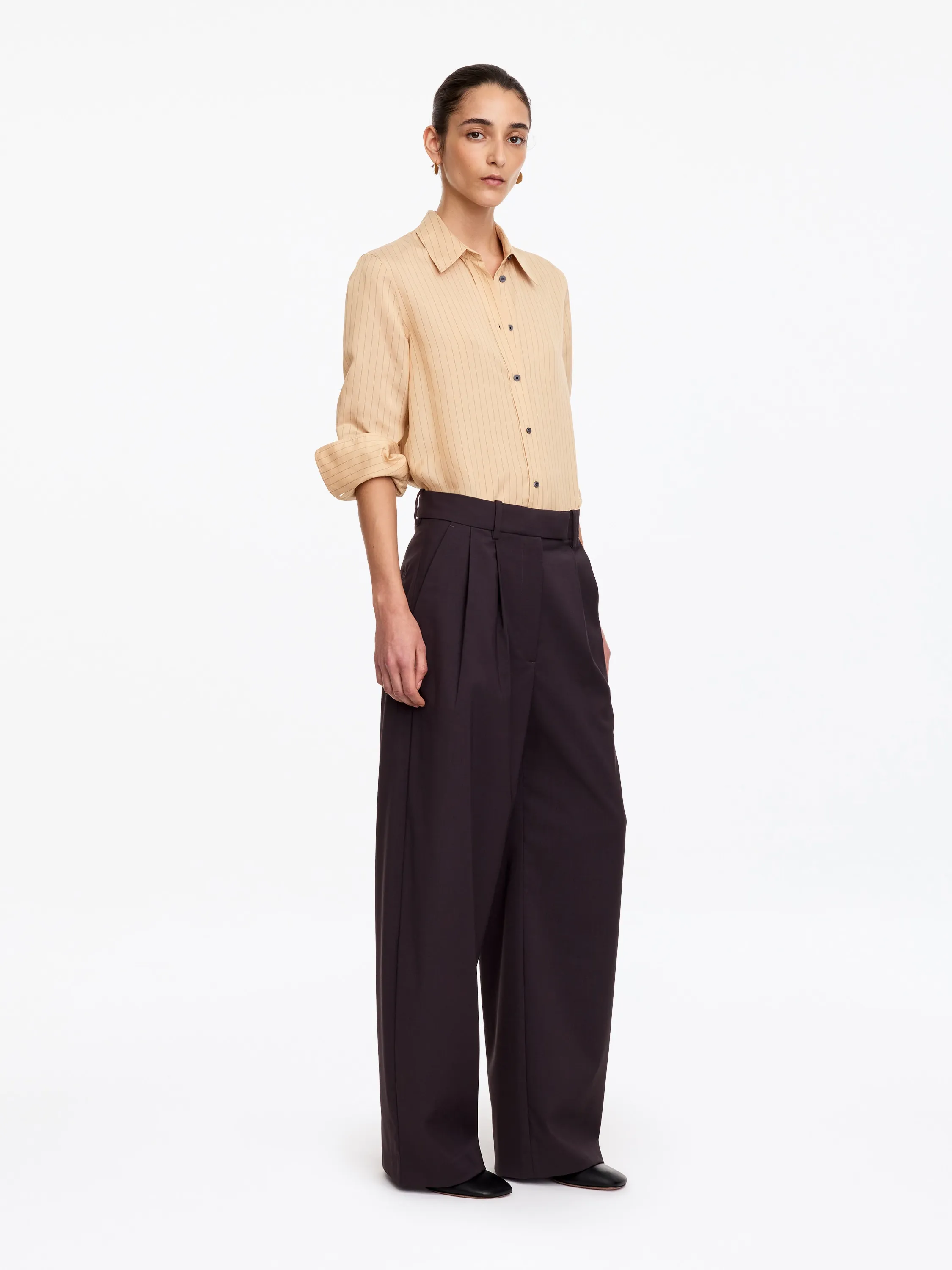 Pantalon tailleur large - Marron foncé