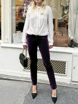 Pantalon droit slim fit en velours bordeaux prune Prix boutique 618€ Taille XS — photo 2