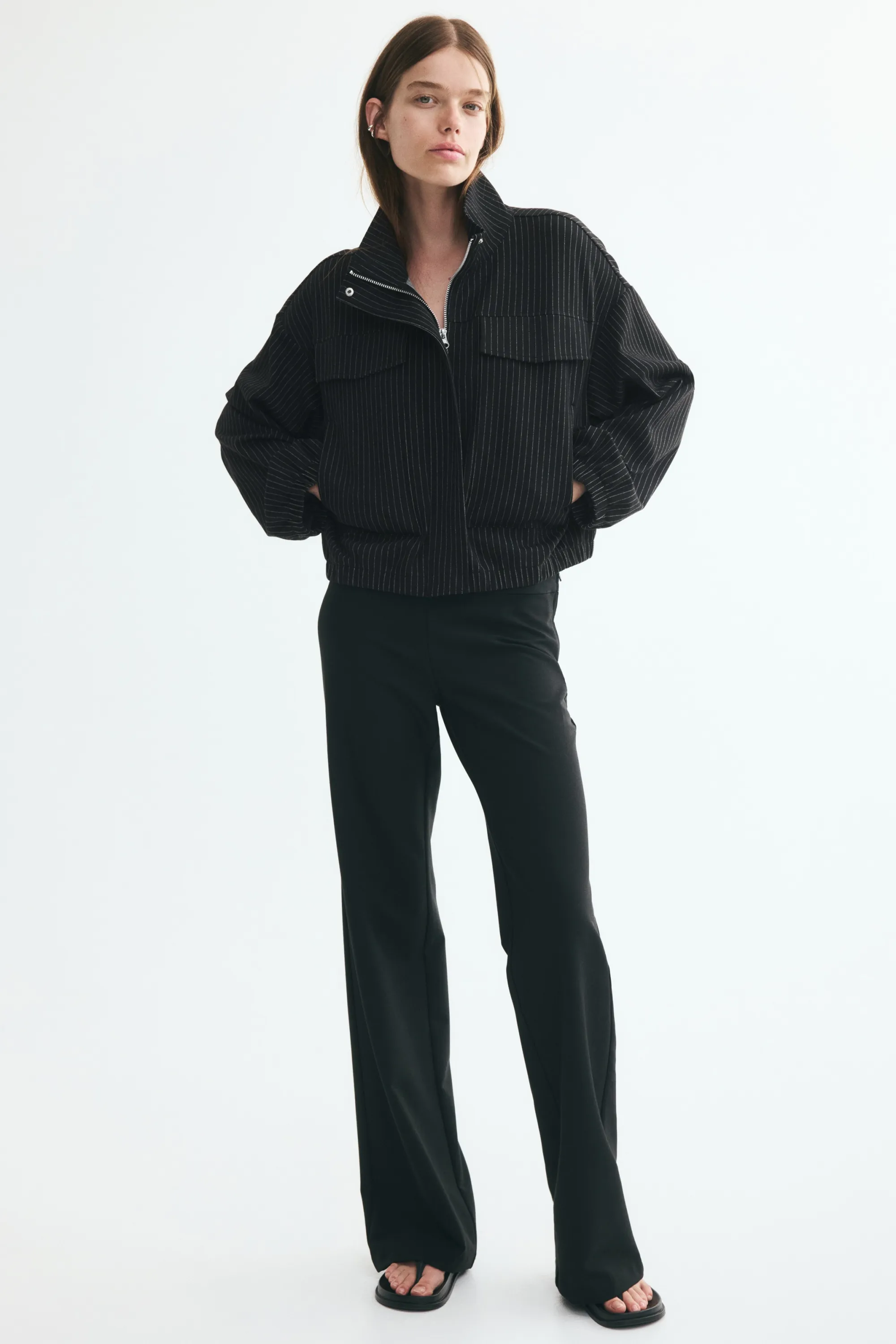 Veste en jersey avec col entonnoir - Noir/rayures tennis