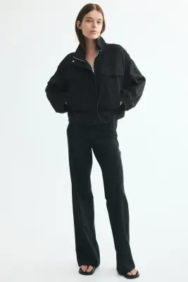 Veste en jersey avec col entonnoir - Noir/rayures tennis — photo 1