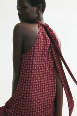 Robe avec détail noué et base en pointes - Violet foncé/fleuri — photo 3