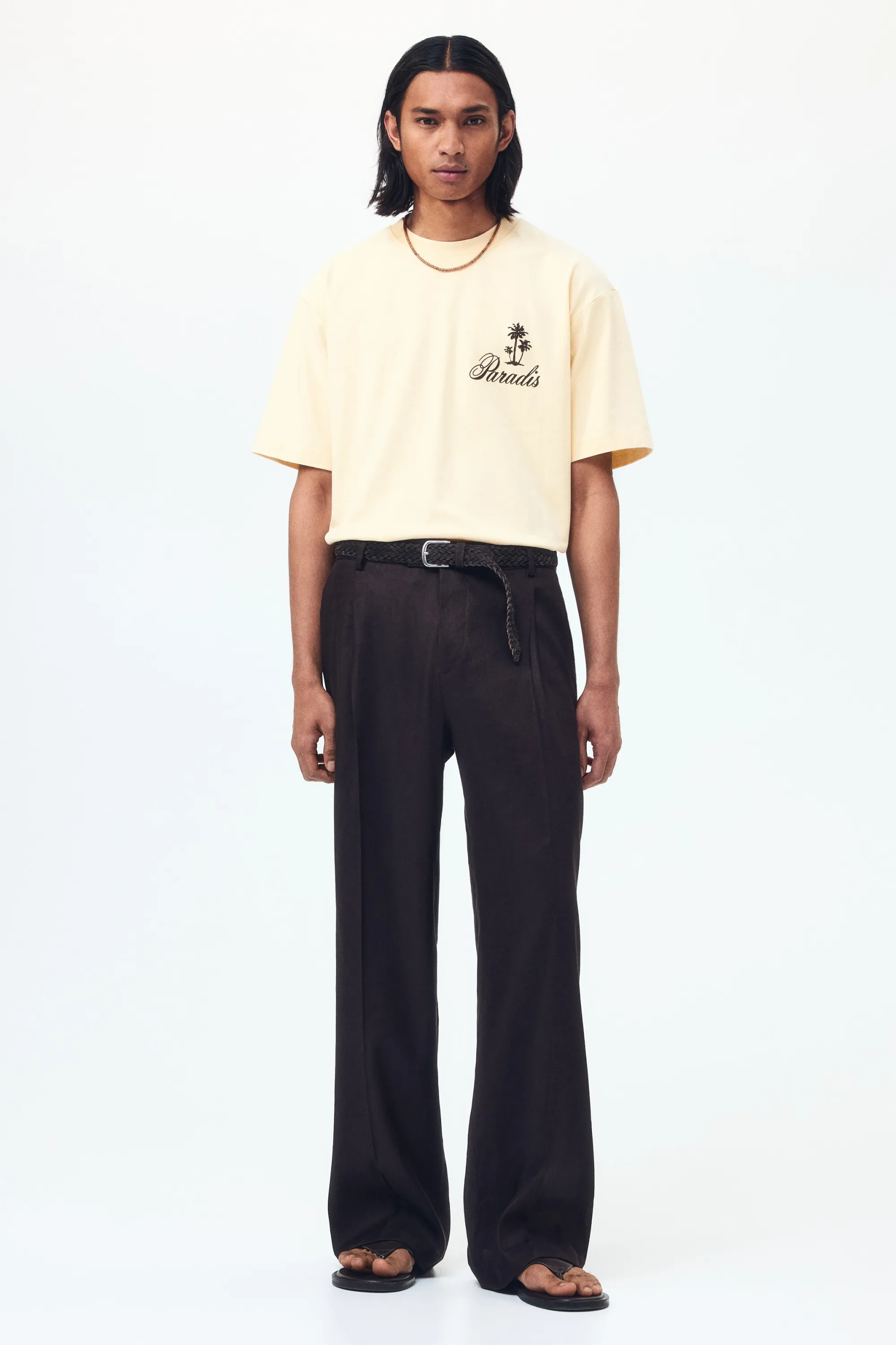 T-shirt imprimé Relaxed Fit en coton - Jaune clair/Paradis
