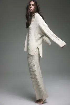 Pull en maille torsadée - Beige clair chiné — photo 3