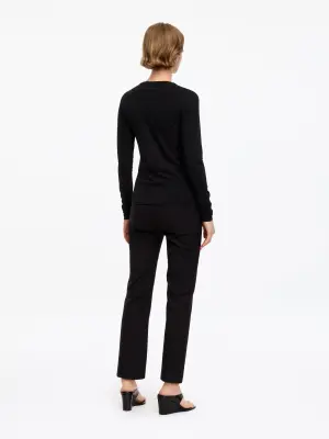 T-shirt slim à manches longues - Noir — photo 3