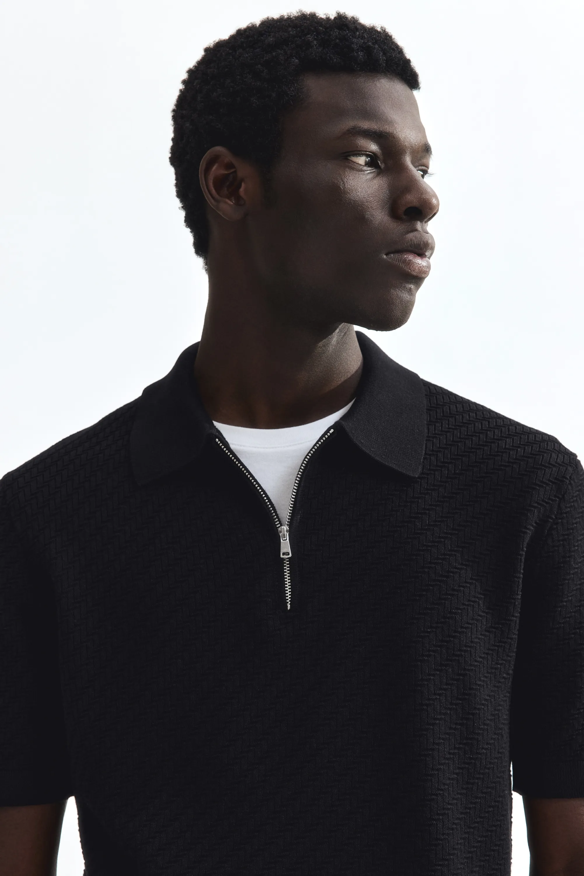 Polo texturé Slim Fit - Noir