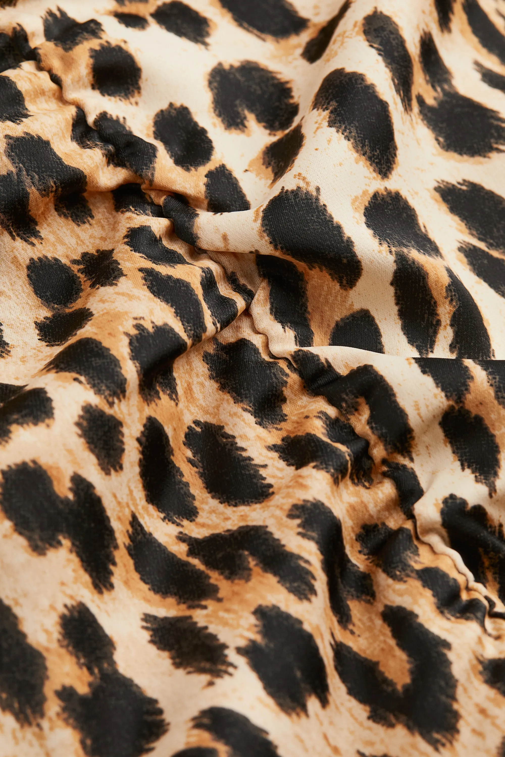 Blouse froncée - Beige/motif léopard