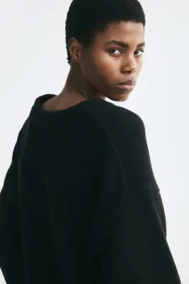 Pull oversize en laine - Noir — photo 3