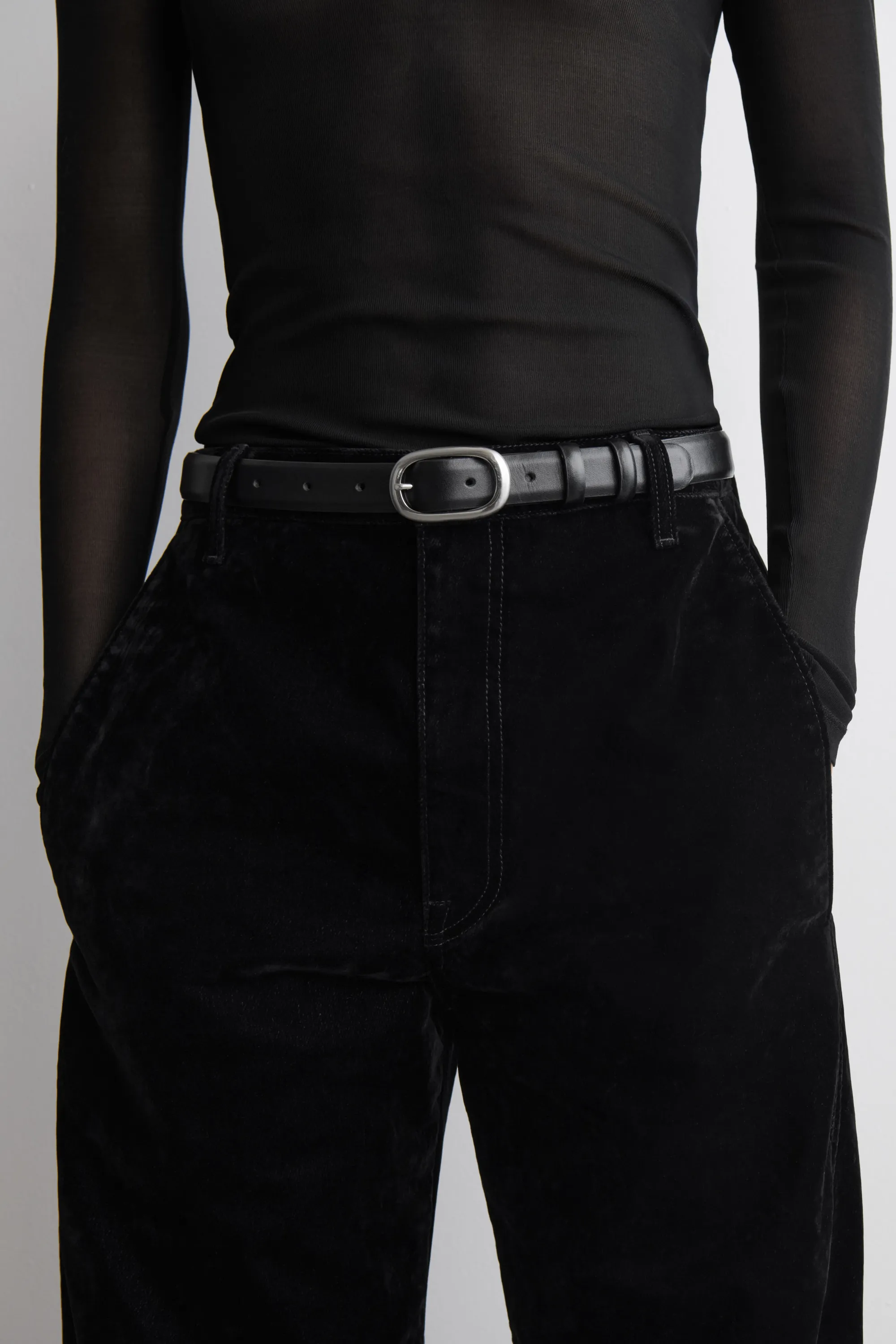 PANTALON BARREL EN DENIM FLOQUÉ - NOIR