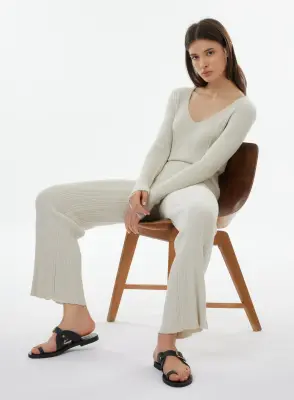 Pantalon en coton, viscose, élasthanne et fibre métallisée — photo 5