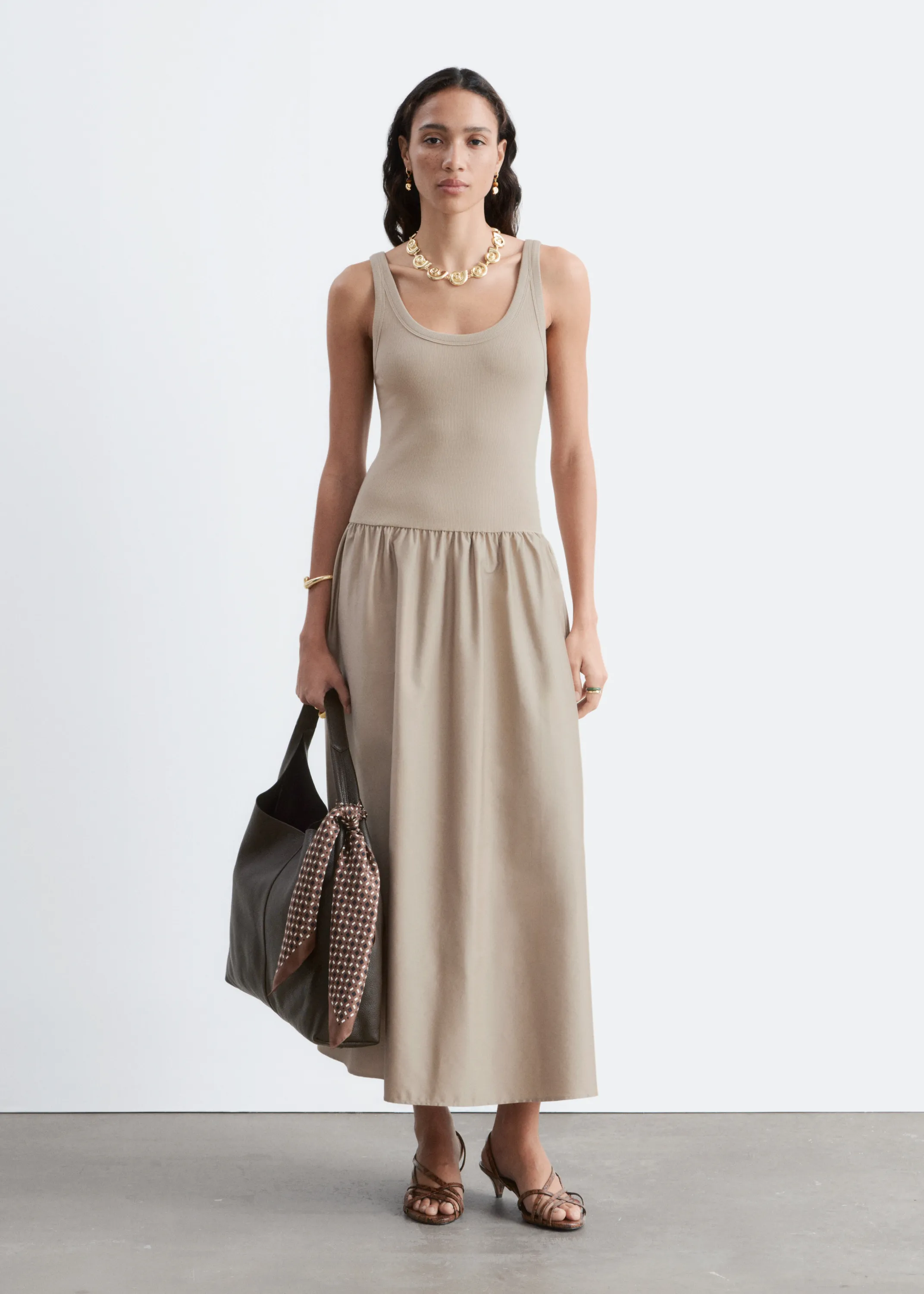 Robe débardeur midi - Beige