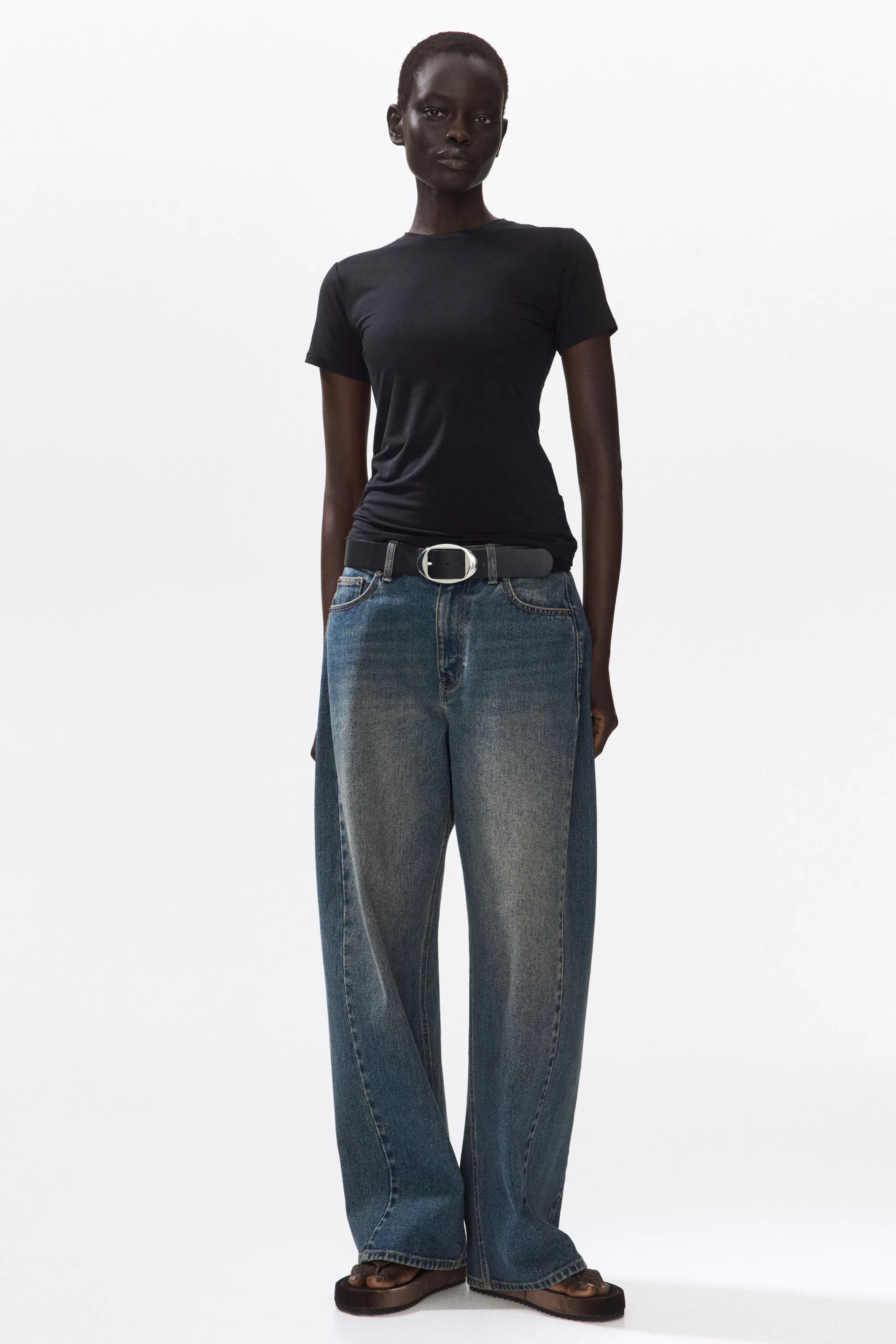T-shirt ajusté en modal - Noir