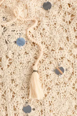 Robe de plage ornementée façon crochet - Beige clair — photo 4