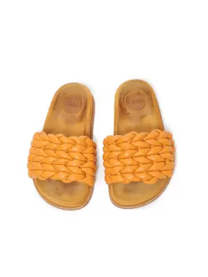 Sandales plates mules cuir torsadé jaune orangé Prix boutique 700€ Taille 37 — photo 2