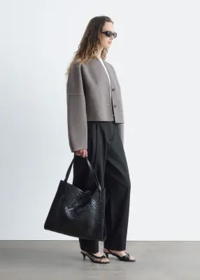 Veste en laine doublée - Taupe — photo 3