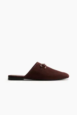 Mules mocassins en cuir - Marron foncé — photo 1