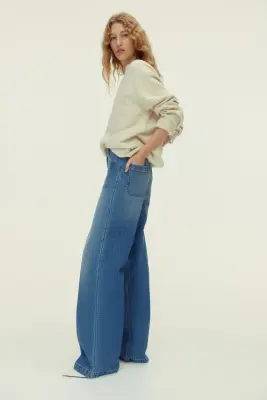 Wide High Jeans - Bleu denim clair — photo 3