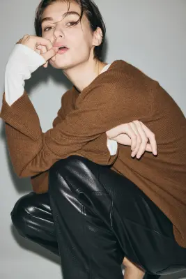 Pull oversize en laine - Marron — photo 2