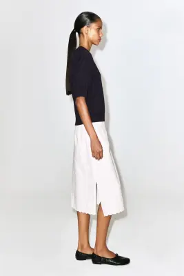 T-SHIRT EN MAILLE DE COTON - BLEU MARINE — photo 5