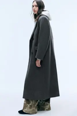 LOGAN MANTEAU CROISÉ EN LAINE MÉLANGÉE - Gris foncé chiné — photo 4