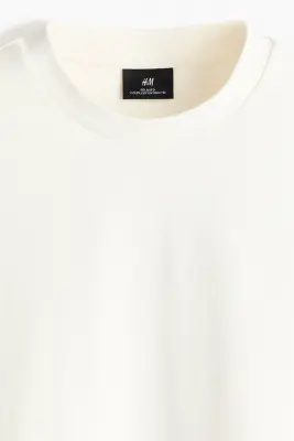 T-shirt Loose Fit en interlock - Crème — photo 4