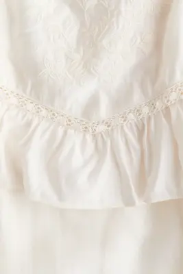 Robe volantée à bretelles fines - Crème — photo 4