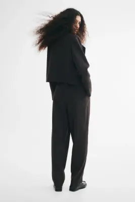 Pantalon chic en twill - Marron/motif pied-de-poule — photo 3