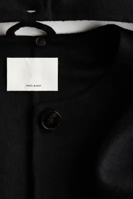 Manteau fait main en laine mélangée - Noir — photo 2