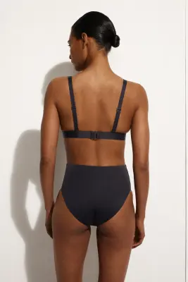 CULOTTE DE BIKINI EN NÉOPRÈNE À TAILLE HAUTE - BLEU MARINE — photo 2