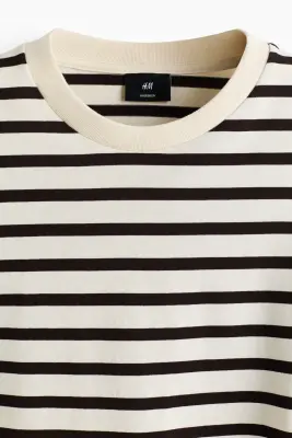 T-shirt à manches longues Oversized Fit en jersey - Crème/rayé — photo 4