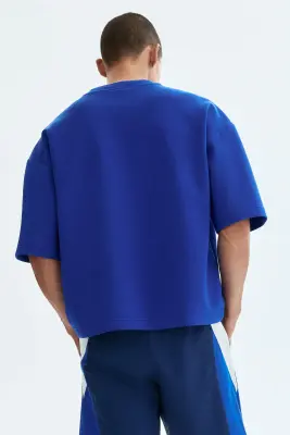 T-shirt Oversized Fit en scuba - Bleu vif — photo 3