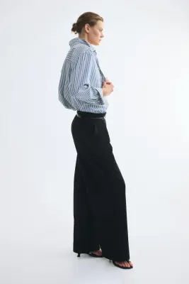 Pantalon large avec ceinture - Noir — photo 1