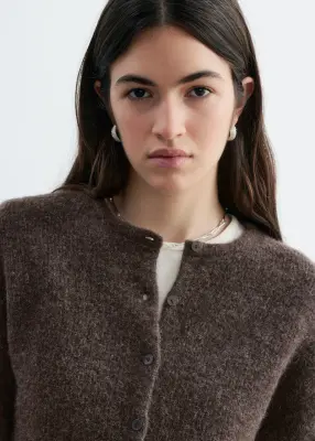 Cardigan en maille d’alpaga mélangé - Brun taupe — photo 3