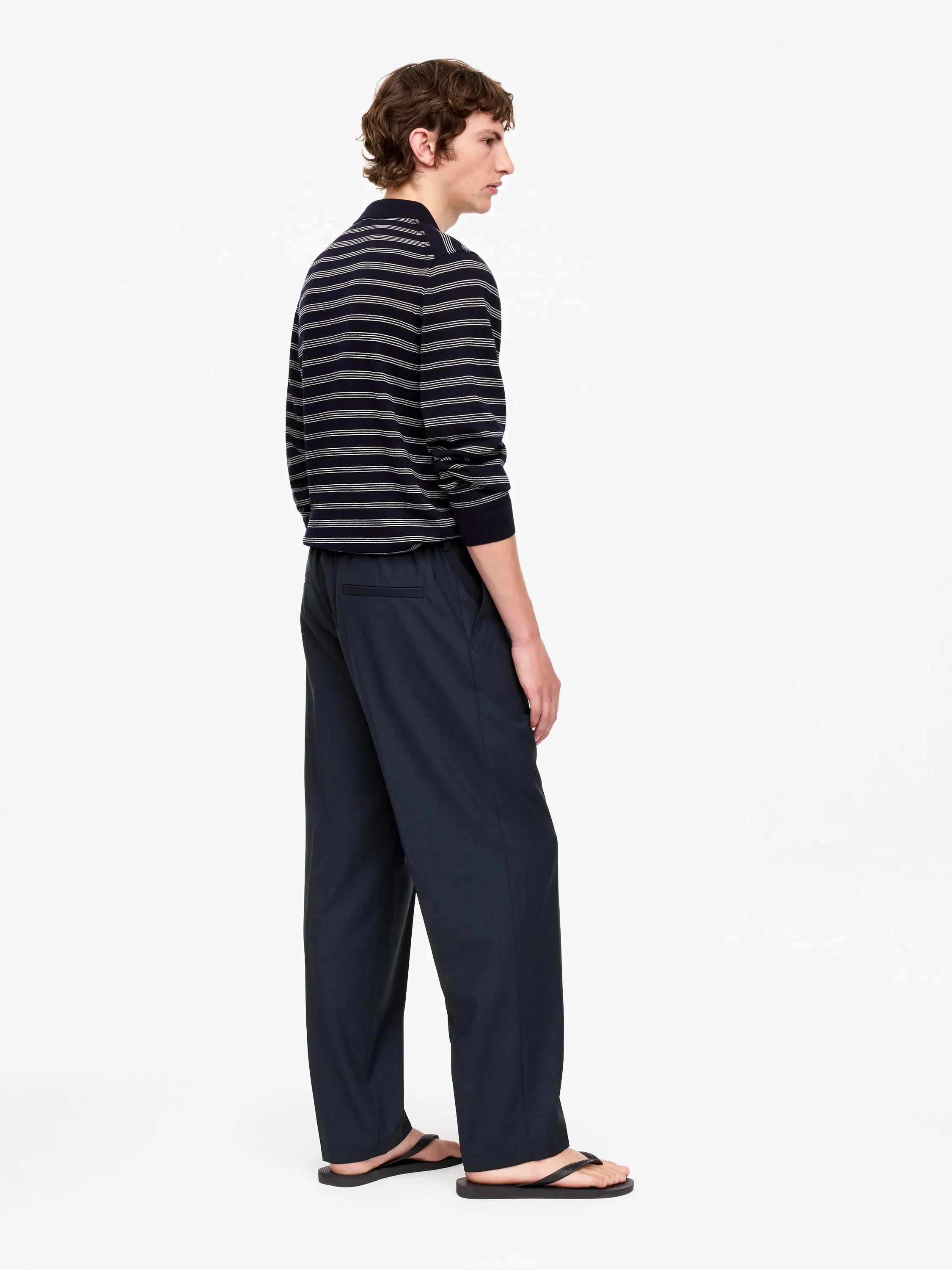 Pantalon ample en laine légère - Bleu foncé