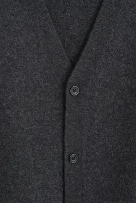 GILET BOUTONNÉ EN LAINE BOUILLIE - GRIS ANTHRACITE CHINÉ — photo 5