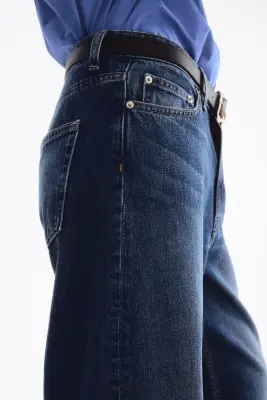 Barrel High Waist Jeans - Bleu denim foncé — photo 3