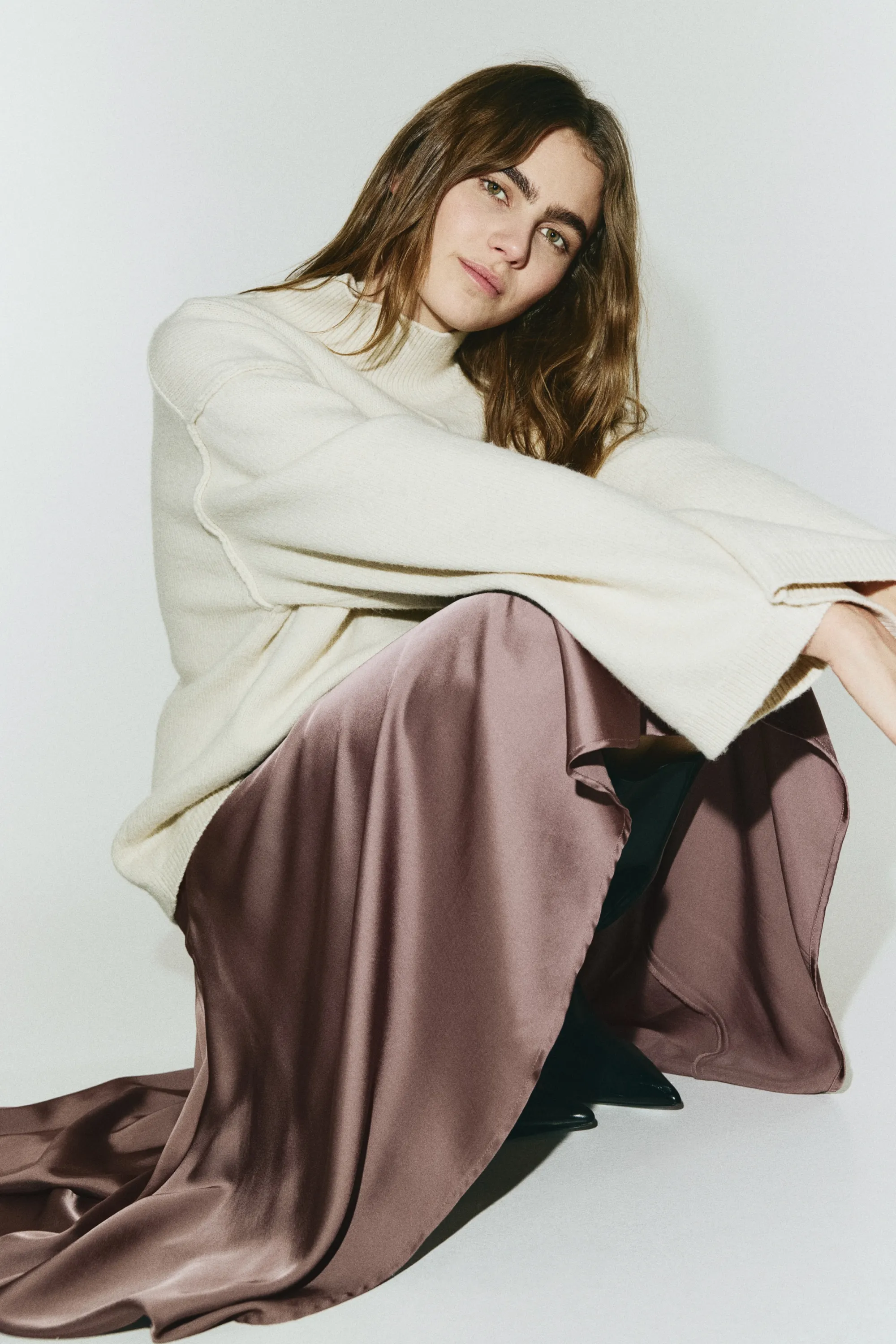 Jupe en twill satin - Mauve foncé
