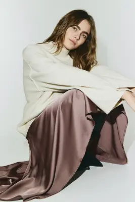 Jupe en twill satin - Mauve foncé — photo 1