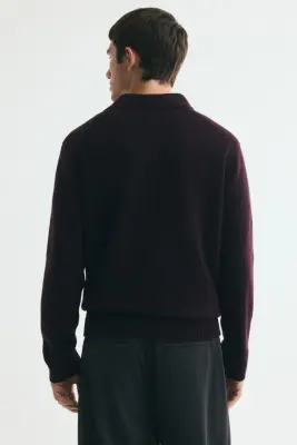 Polo Regular Fit en maille - Violet foncé — photo 3
