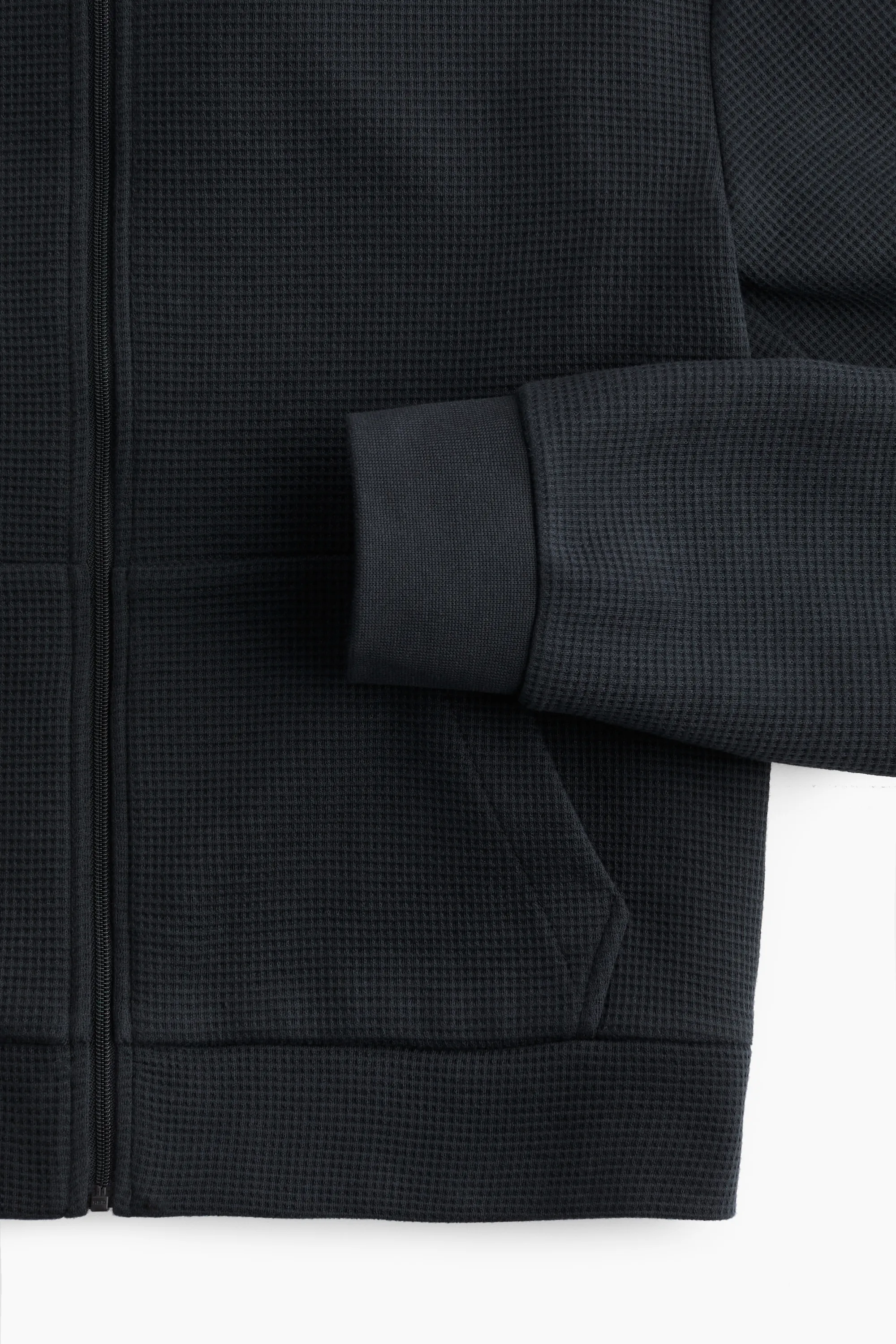 Veste gaufrée avec capuche et zip - Quasi noir