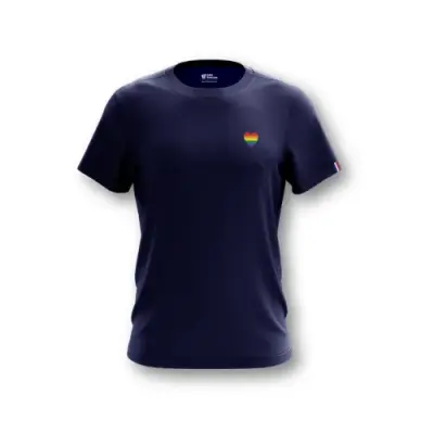 T-shirt bleu "Coeur arc en ciel" — photo 1