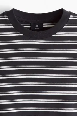 T-shirt boxy Relaxed Fit en coton - Marron foncé/rayé — photo 4