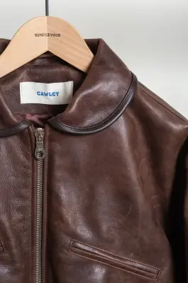 CAWLEY – WAXED LEATHER FLYING JACKET – WALNUT — photo 4
