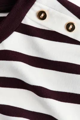 Top à boutons en viscose - Blanc/rayé — photo 3
